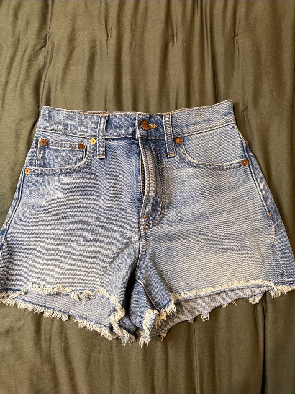 Madewell Light Wash Distressed Denim Cutoff Shorts